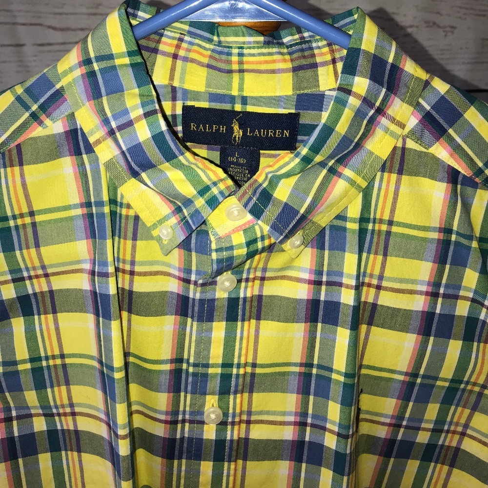 Ralph Lauren Boys L 14-16 plaid button down shirt